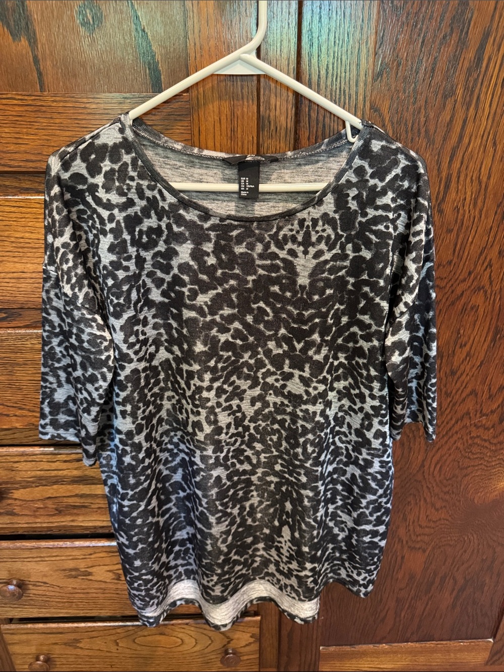 H&M Black and Gray Leopard-Print Women's Blouse